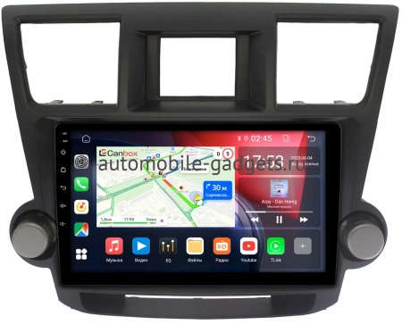Штатная магнитола Canbox GT10-1087 для Toyota Highlander (U40) 2007-2013 (тип 2) на Android 10 (IPS, DSP, CarPlay)