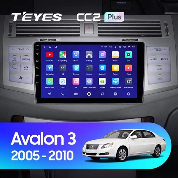 Штатное головное устройство Teyes CC2 PLUS 4/32 9 дюймов RM-9-0238 для Toyota Avalon 3 2005-2009 (серебристый) на Android 10 (4G-SIM, DSP, QLed)