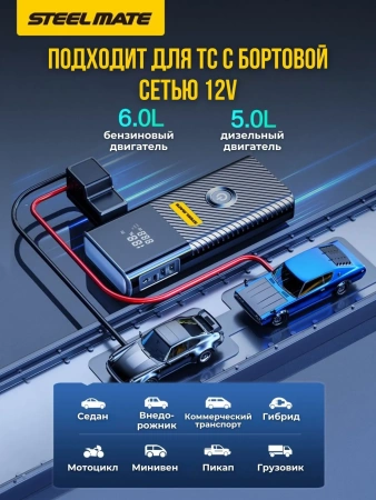 Пусковое устройство SteelMate JS16 (16000mAh/1000A)