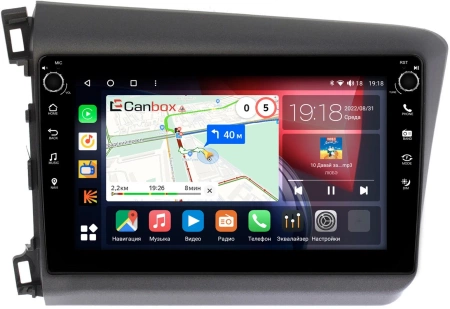 Honda Civic 9 4D 2011-2015 (левый руль, седан) Canbox M-Line 7801-9166 на Android 10 (4G-SIM, 2/32, DSP, IPS) С крутилками