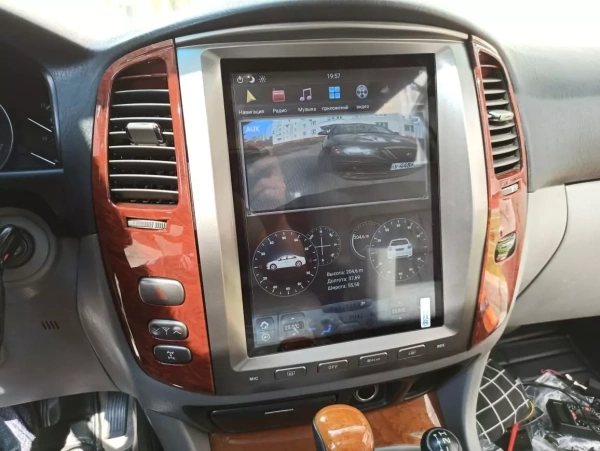 Carmedia ZF-1305W-Q6 ("Тесла-стиль") штатная магнитола для Toyota LC 100, Lexus LX 470 2002-2009 (климат на цветном экране) на Android 11 c 8GB, DSP, 4G