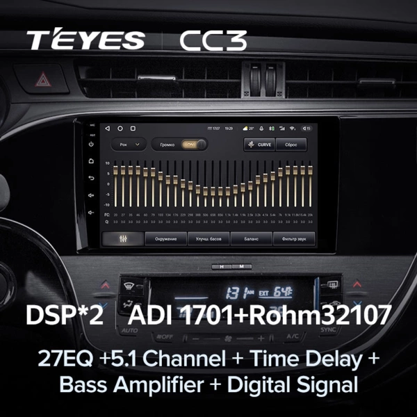 Штатное головное устройство Toyota Avalon 4 2012-2018 (глянцевая) Teyes CC3 4/32 9 дюймов RM-9-0310 на Android 10 (4G-SIM, DSP, QLed)