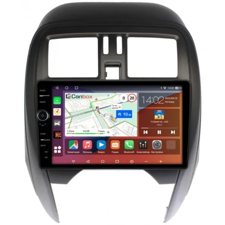 Штатная магнитола Canbox H-Line 7842-9-NI097N для Nissan March (K13) 2013-2024 на Android 10 (4G-SIM, 4/32, DSP, QLed)