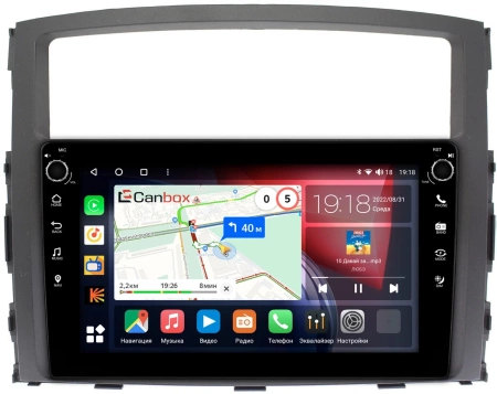 Штатная магнитола Mitsubishi Pajero 4 2006-2024 (для авто без Rockford) Canbox M-Line 7801-9069 на Android 10 (4G-SIM, 2/32, DSP, IPS) С крутилками