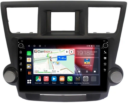 Штатная магнитола Canbox H-Line 7808-1087 для Toyota Highlander (U40) 2007-2013 (тип 2) на Android 10 (4G-SIM, 6/128, DSP, QLed) С крутилками