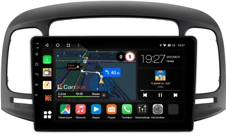 Штатная магнитола Canbox M-Line 4544-9-1411 для Hyundai Verna 2005-2010 (черная) на Android 10 (4G-SIM, 2/32, DSP, QLed)