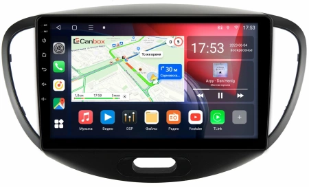 Штатная магнитола Hyundai i10 2007-2013 Canbox L-Line 4296-9-143 на Android 10 (4G-SIM, 6/128, TS18, DSP, QLed)