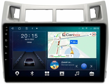 Штатная магнитола Canbox L-Line 4169-9-100 для Toyota Vitz 2 (XP90), Yaris 2 2005-2012 (серебренная) на Android 10 (4G-SIM, 2/32, TS18, DSP, QLed)