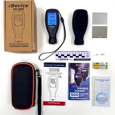 rDevice RD-888 толщиномер без кнопок, рубиновый датчик, оцинковка, магнитная шпатлевка