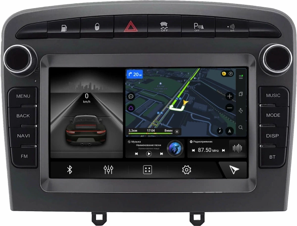 Магнитола в штатное место 2 din Peugeot 308, 408, RCZ 2007-2022 (серая, Тип 2) Canbox H-Line 4478-RP-2153-506 на Android 10 (4G-SIM, 6/128, DSP, QLed)