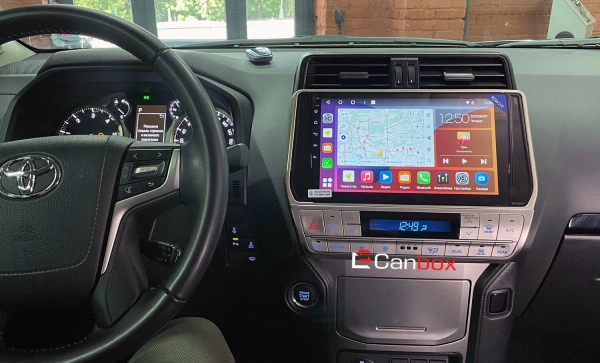 Штатная магнитола Toyota Land Cruiser Prado 150 2017-2024 (серебряная) Canbox GTR10-1058 4/64 на Android 10 (для авто с 4 камерами) (IPS, DSP, CarPlay)