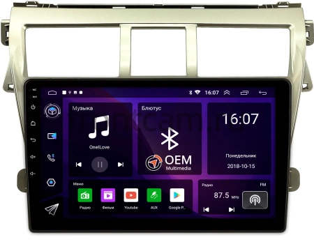 Toyota Belta, Vios, Yaris sedan 2005-2012 (золотая) Canbox GT9-9068 2/32 Android 10 (IPS, DSP, CarPlay)