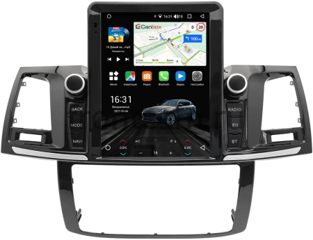 Штатное головное устройство Toyota Fortuner, Hilux 7 2004-2015 (с климат-контролем) Canbox (Tesla style) 9.7 дюймов 2/32 GT096-1312-159 на Android 10 (QLed, DSP, CarPlay)