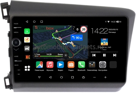 Штатная магнитола Honda Civic 9 4D 2011-2015 (левый руль, седан) Canbox M-Line 7840-9166 на Android 10 (4G-SIM, 2/32, DSP, QLed)
