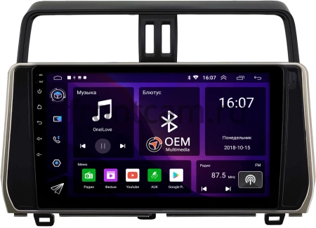 Штатная магнитола Toyota Land Cruiser Prado 150 2017-2024 (бронзовая) OEM RK10-10-0308 на Android 10 (CarPlay, AHD, 1/32) (для авто с 4 камерами)
