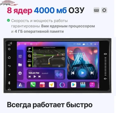 FarCar S500 (BM071) штатная магнитола для Toyota (универсальная 200*100) на Android 14 c 4GB, DSP, CarPlay, 4G