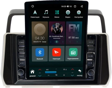Штатная магнитола Toyota Land Cruiser Prado 150 2017-2024 (серебренная) Canbox M-Line 5610-1058 на Android 10 (4G-SIM, 2/32, DSP, QLed, Tesla) (для авто с 4 камерами)