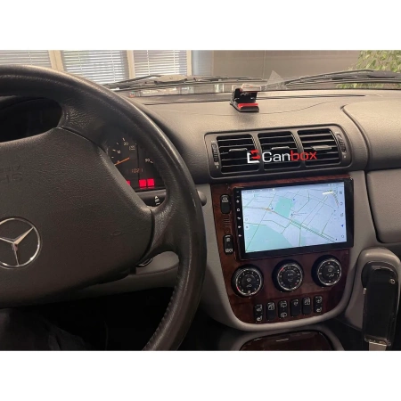 Штатная магнитола Canbox Logic-i3 5721-9-1157 для Mercedes ML-klasse (W163) 1997-2005 дерево (для авто с климат-контролем) на Android 11 (4G-SIM, 4/64, DSP, 360, QLed)