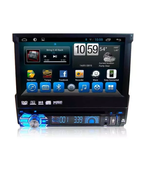 Carmedia KR-7123-T8 (178x50мм) 1DIN универсальная магнитола с выдвижным 7" экраном на Android 9.0 с 2Gb