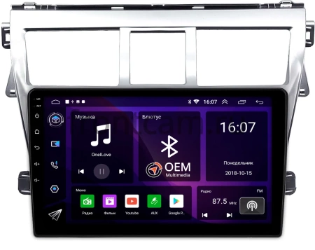 Штатная магнитола Toyota Belta, Vios, Yaris sedan 2005-2012 (серебренная) Canbox GT9-1656 2/32 Android 10 (IPS, DSP, CarPlay)
