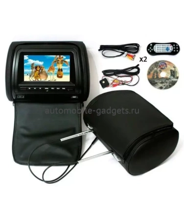 Комплект подголовников со встроенным DVD плеером и LCD монитором 7" (ОБА С DVD) ERGO ER700HD (Чёрный)