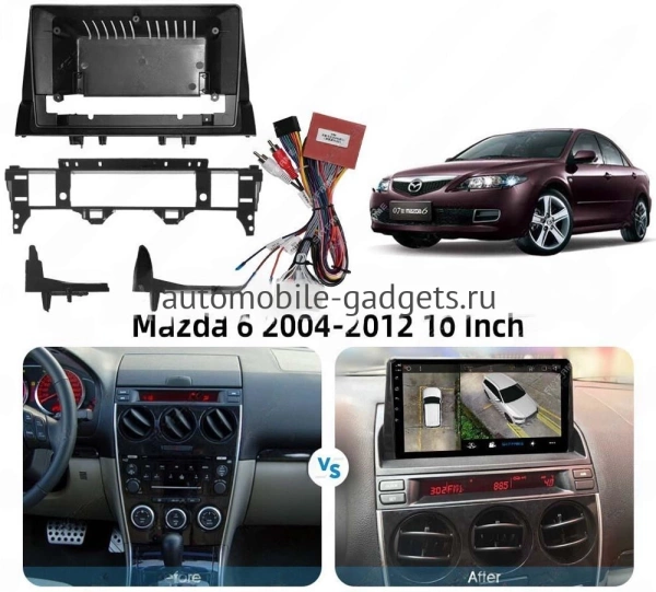 Carmedia SF-9506-B-PH-9009-6128-2K-TS20 штатная магнитола для Mazda 6 (GG), Atenza 2002-2007 на Android 13 c 6GB, DSP, 4G