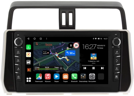 Штатная магнитола Toyota Land Cruiser Prado 150 2017-2024 (серебряная) Canbox M-Line 7835-1038 на Android 10 (4G-SIM, 2/32, DSP, QLed) С крутилками (для авто без 4 камер)