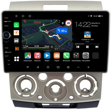 Штатная магнитола Ford Ranger 2 2006-2011 (бронза) Canbox M-Line 7840-9-417 на Android 10 (4G-SIM, 2/32, DSP, QLed)