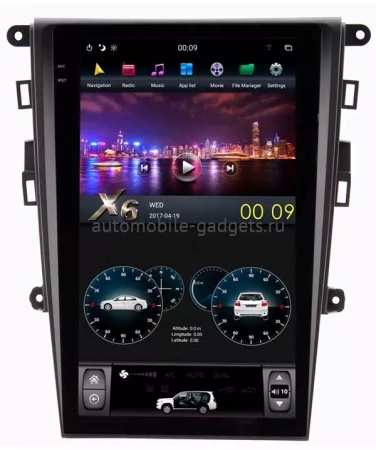 Carmedia ZF-1809A-Q6 ("Тесла-Стиль") магнитола 13.6" для Ford Mondeo 5 2014-2019 (климат, без SYNC) на Android 11, 8GB, DSP, 4G