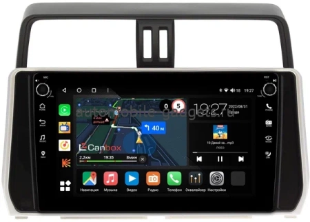 Штатная магнитола Toyota Land Cruiser Prado 150 2017-2024 (серебряная) Canbox M-Line 7805-1038 на Android 10 (4G-SIM, 2/32, DSP, QLed) С крутилками (для авто без 4 камер)