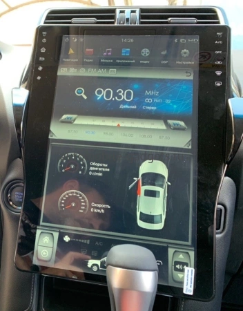 Carmedia ZF-1805-Q6 ("Тесла-Стиль") магнитола 13,6" для Toyota LC Prado 2017+ на Android 11, 8/128GB, DSP, 4G