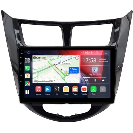 Hyundai Solaris, Accent 4 2010-2019 (черная, глянцевая) Canbox RS9-0093 1.5/32 на Android 10 (IPS, DSP, CarPlay)