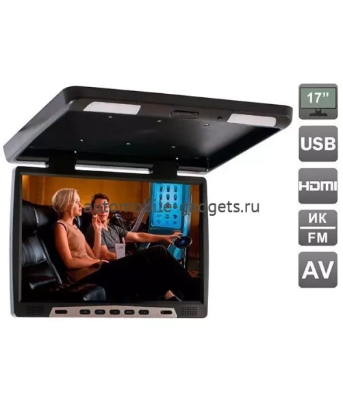 Потолочный автомобильный монитор 17" со встроенным медиаплеером AVEL AVS117 (черный)