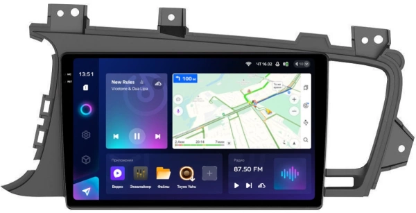 Штатное головное устройство Teyes CC3 2K 360 6/128 9.5 дюймов RM-9015 для Kia Optima 3, K5 2010-2013 на Android 10 (4G-SIM, DSP, QLed) для авто без камеры