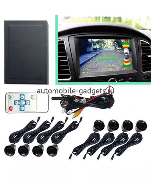 Парковочный радар (видеопарктроник) Roximo RPV-002, 8 датчиков, 2 видео-входа под камеры