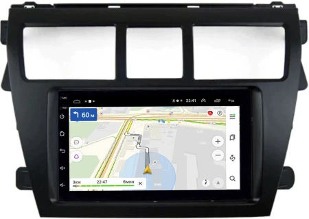 Магнитола в штатное место 2 din Toyota Belta, Vios, Yaris sedan 2005-2012 (черная) OEM на Android 10 (CarPlay, AHD, 1/32) (RK7-RP-11-402-440)