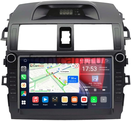 Штатная магнитола Toyota Corolla (E150) 2006-2013 (серая, с часами) Canbox RS9-2075 1.5/32 Android 10 (IPS, DSP, CarPlay)
