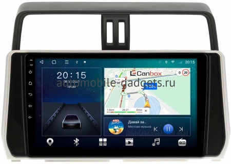 Штатная магнитола Toyota Land Cruiser Prado 150 2017-2024 (серебряная) Canbox M-Line 4543-1038 на Android 10 (4G-SIM, 2/32, DSP, QLed) (для авто без 4 камер)