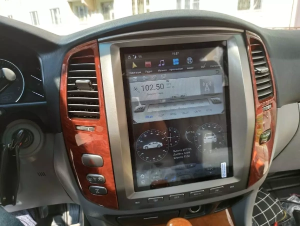 Carmedia ZF-1305W-Q6 ("Тесла-стиль") штатная магнитола для Toyota LC 100, Lexus LX 470 2002-2009 (климат на цветном экране) на Android 11 c 8GB, DSP, 4G