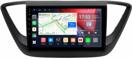 Штатная магнитола Hyundai Solaris 2 2017-2020 (черная, матовая) Canbox L-Line 4169-9-0234 на Android 10 (4G-SIM, 2/32, TS18, DSP, QLed)