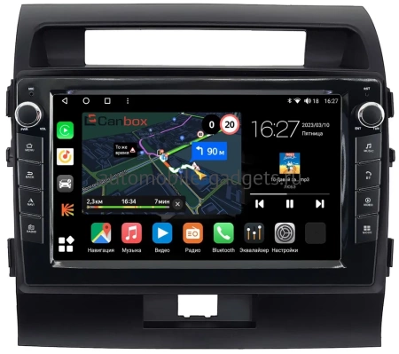 Штатная магнитола Toyota Land Cruiser 200 2007-2015 (для авто без NAVI, черная матовая) Canbox M-Line 7825-10-010-1 на Android 10 (4G-SIM, 2/32, DSP, QLed) С крутилками