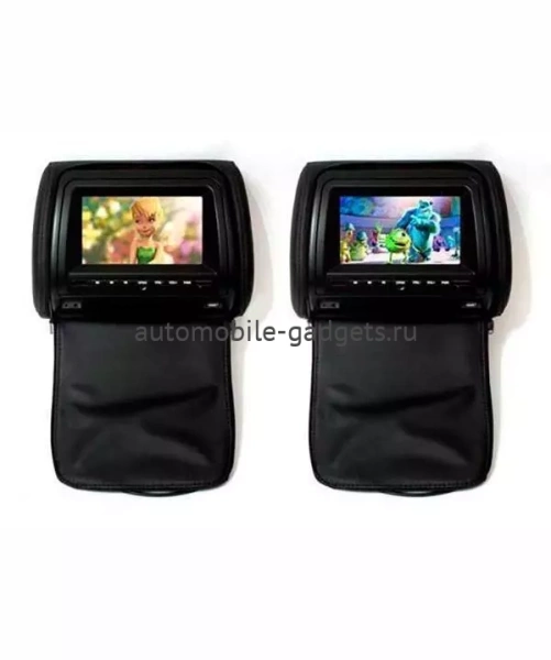 Комплект подголовников со встроенным DVD плеером и LCD монитором 7" (ОБА С DVD) ERGO ER700HD (Чёрный)