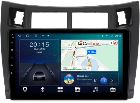 Штатная магнитола Toyota Vitz 2 (XP90), Yaris 2 2005-2012 (черная, матовая) Canbox L-Line 4169-9122 на Android 10 (4G-SIM, 2/32, TS18, DSP, QLed)