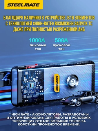 Пусковое устройство SteelMate JS16 (16000mAh/1000A)