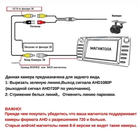 Универсальная камера заднего/переднего вида FarCar №301 AHD 720p на ножке 
