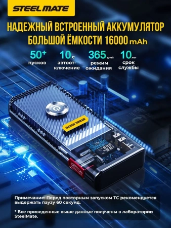 Пусковое устройство SteelMate JS16 (16000mAh/1000A)