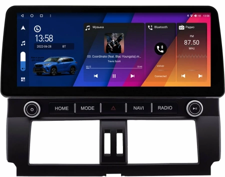 Toyota Land Cruiser Prado 150 2013-2017 (Тип 2) 12.3 дюйма Canbox GT1233-0074 на Android 10 (CarPlay, 2/32, DSP, QLed) BMW Style