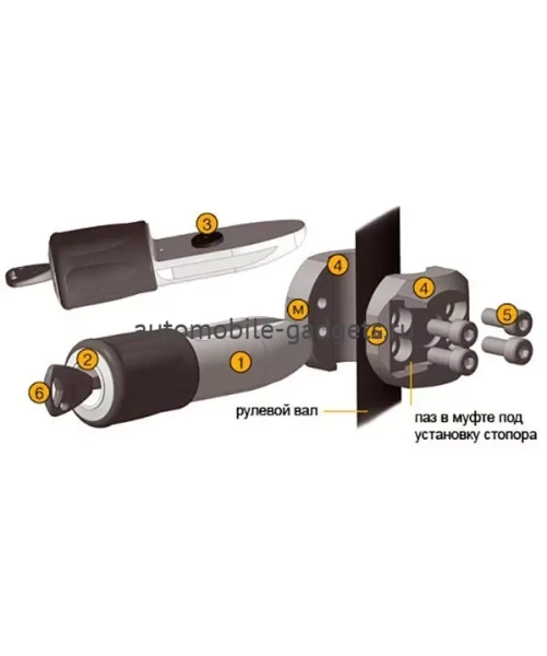 БЛОКИРАТОР РУЛЕВОГО ВАЛА ДЛЯ FORD FIESTA (2015+) ЭЛУР - ГАРАНТ БЛОК ЛЮКС 726.E