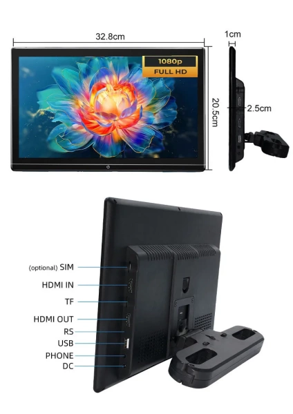 Навесной монитор 13.3" на подголовник ER1370AN (HDMI in/out, OLED, 4+64Gb) на Android 13 с дублированием экрана