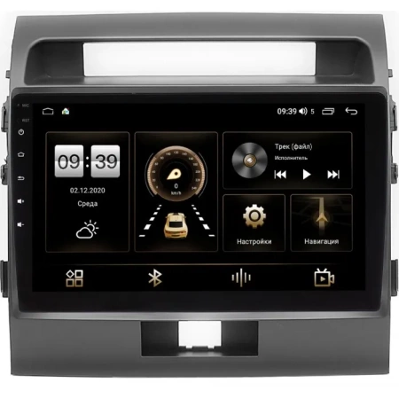Штатная магнитола Toyota Land Cruiser 200 2007-2015 (для авто без NAVI, черная матовая) Canbox M-Line 4543-10-010-1 на Android 10 (4G-SIM, 2/32, DSP, QLed)